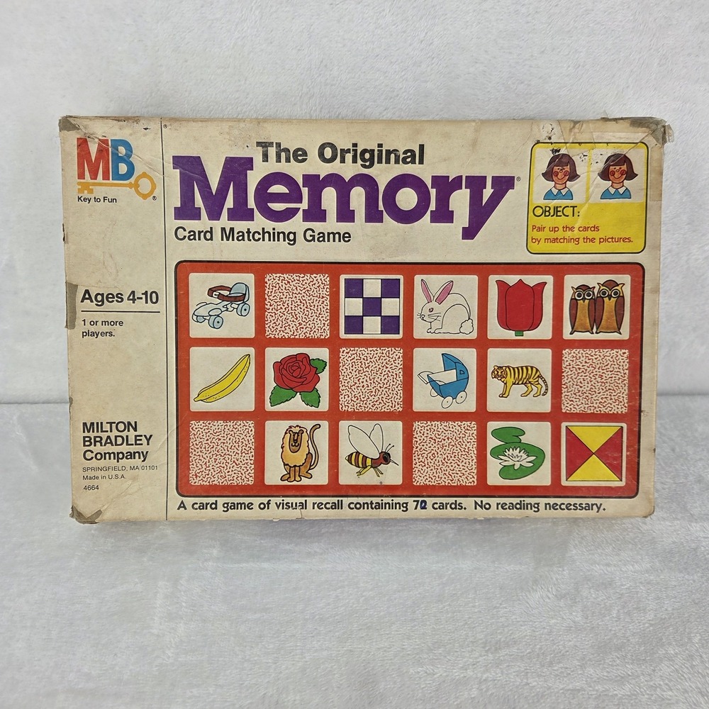 Vintage 1980 Milton Bradley The Original Memory Game 4664 35 Pairs 70 Cards